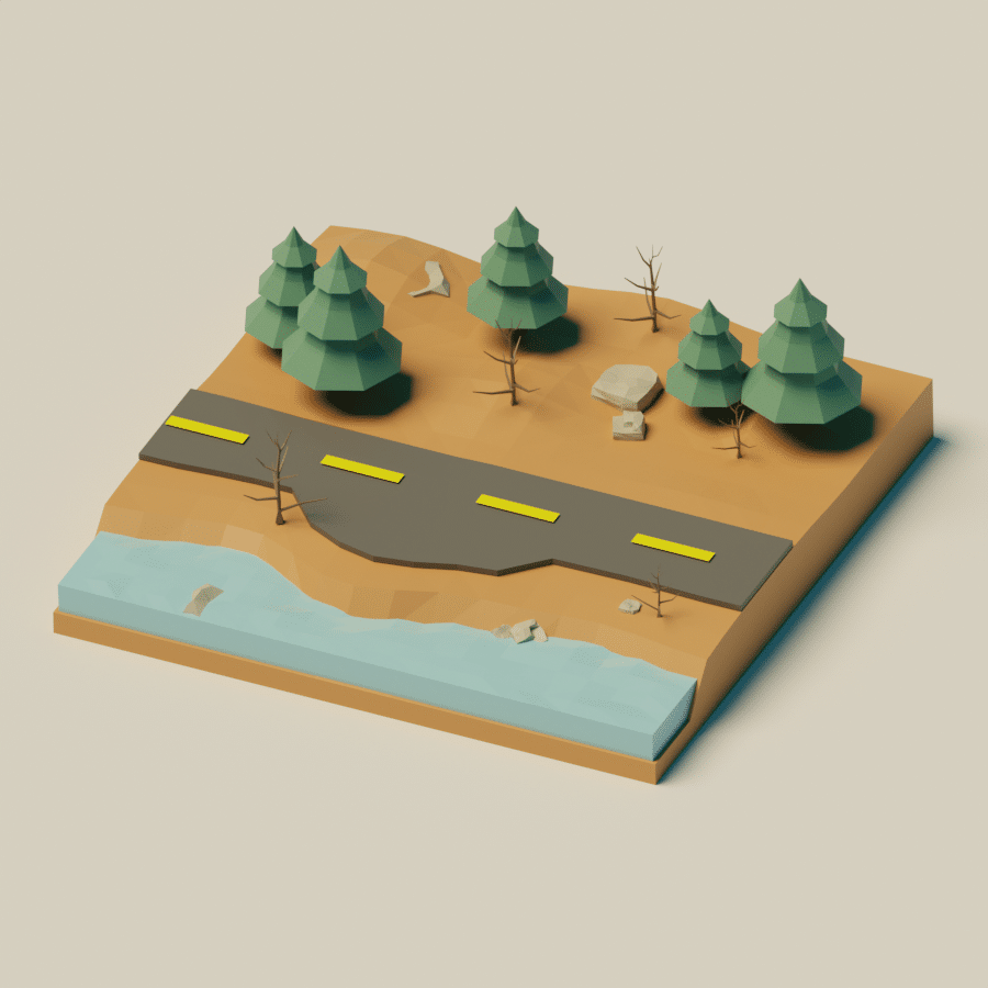 Exercice de design d'un terrain en 3D isométrique